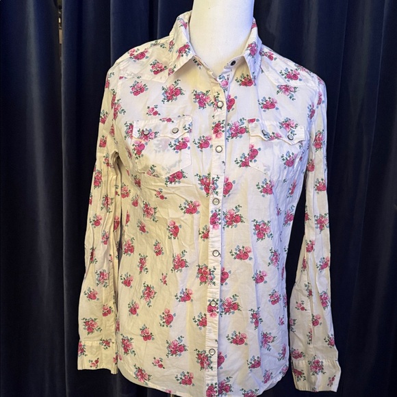 Mossimo Supply Co. Cream Floral Button-Down Shirt - Picture 1 of 6